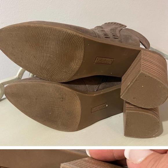 Cowboy Boot Woman's Open Heel suede Ankle Boot Bootie sz 9 - Picture 3 of 4